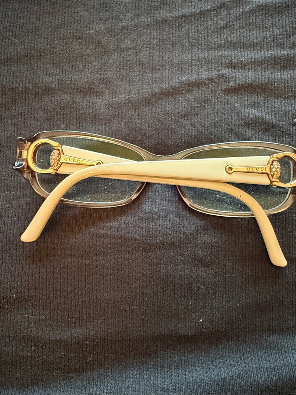 Gucci classic prescription glasses in brown and cream with crystals